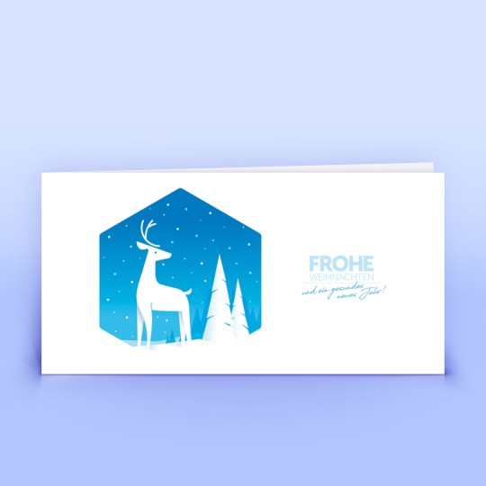 Weihnachtskarten Hirsch blau 