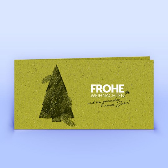 Graspapier Weihnachtskarte mit Tannengrün 